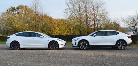  2 Tesla Model 3 and Polestar 2 profile