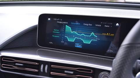 Mercedes-Benz EQC screen showing consuption