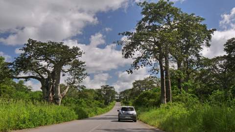 Good stretch of tarmac road in Zaire region of Noreen Angola. In total, Arkady crossed over 2000 kilometres in the country. The long distances challenged the cars abilities but it survived and made it