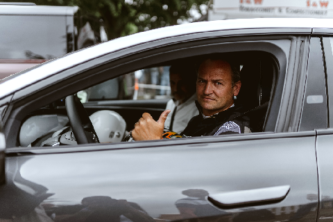 Ben Collins at Festival of Speed wins Fastest Production Car category in Lucid Air Grand Touring Performance 