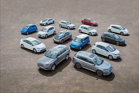 Collection of different electric vehicles 