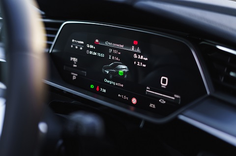 Close view on dash board of an Audi e-tron