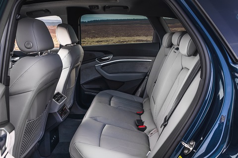 Interior view on rear passengers seats of an Audi e-tron