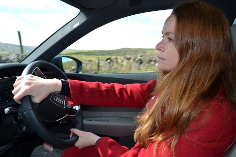Louise Woodhams driving an Audi e-tron