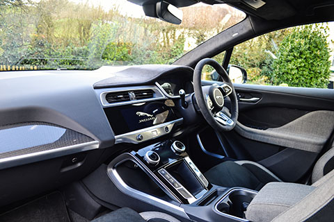 Jaguar I-PACE electric SUV interior-front view from  passenger side