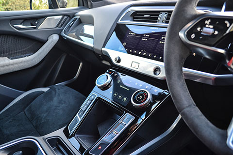 Jaguar I-PACE electric SUV interior view from driver side