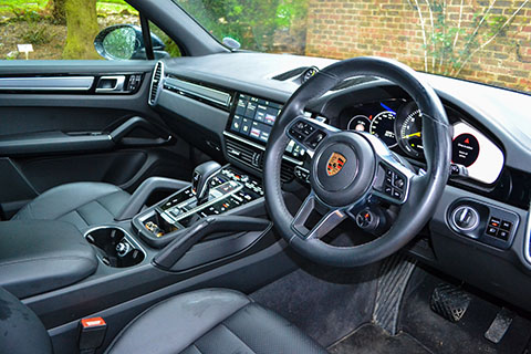 Porsche Cayenne E-Hybrid interior front view from driver side