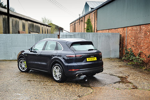 Porsche Cayenne E-Hybrid exterior rear passenger side view