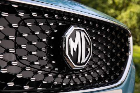 MG badge close up