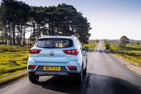 MG ZS rear view driving