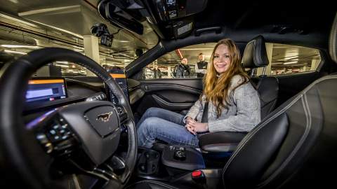 Louise in the Ford Mustang Mach-E