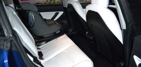 Tesla Model 3 Performance white leather interior front