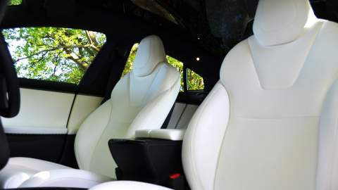 The white seats inside the Model S