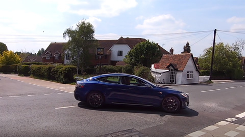 Louise driving the Model S