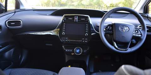 Front interior of the Prius