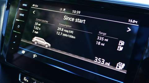 Volkswagen Passat GTE screen showing driving stats